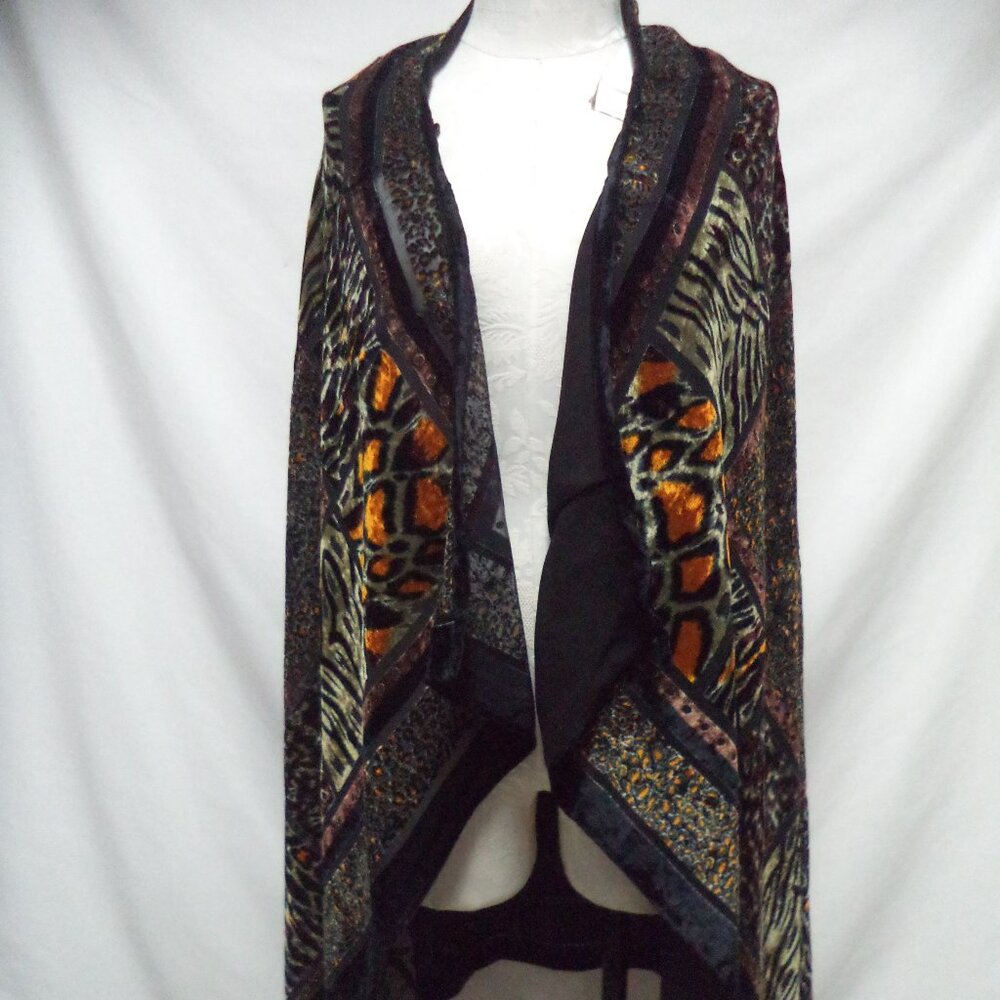 Carole Little Vintage Y2K Velvet burnout Duster Cardigan Cover-Up Shawl Size 14 - Picture 2 of 13
